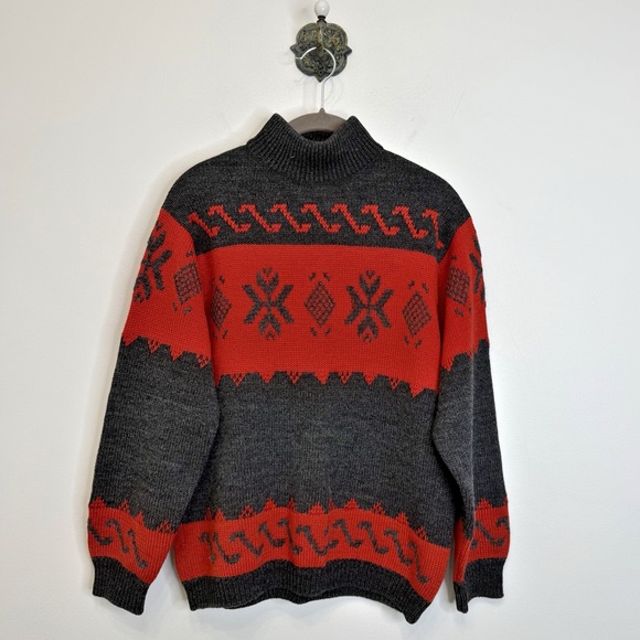 Vintage Sweaters - Vintage Made In Italy Maglieria Superiore Red Winter Nordic Sweater Women’s Sz L